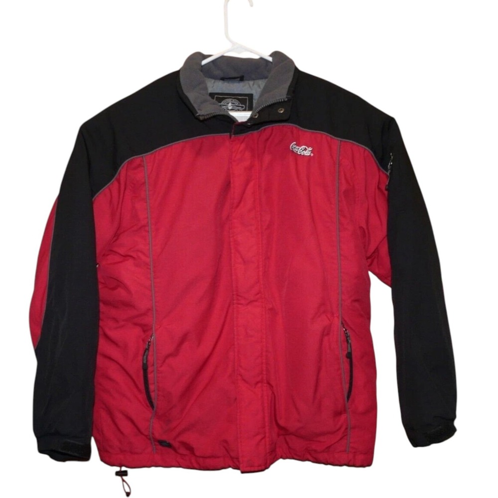 Charles River Apparel Coca Cola Mens Large‎ Red Black Winter Work Jacket Coat